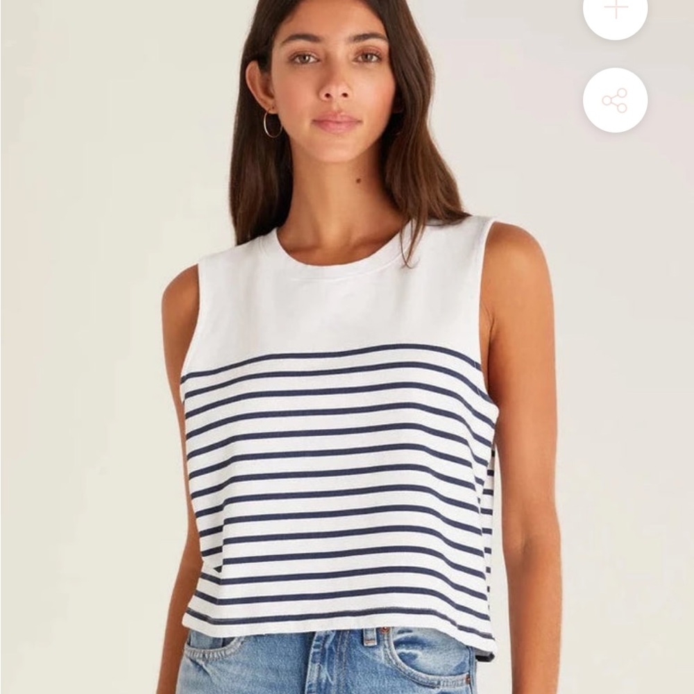 NWT Z Supply navy white stripe Sloan muscle tee size small!!